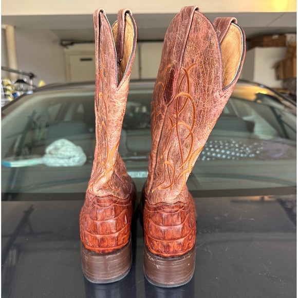 Buitre Handcrafted Leather Goods Alligator Embossed Western Boots Men's Size 8 - Picture 12 of 15